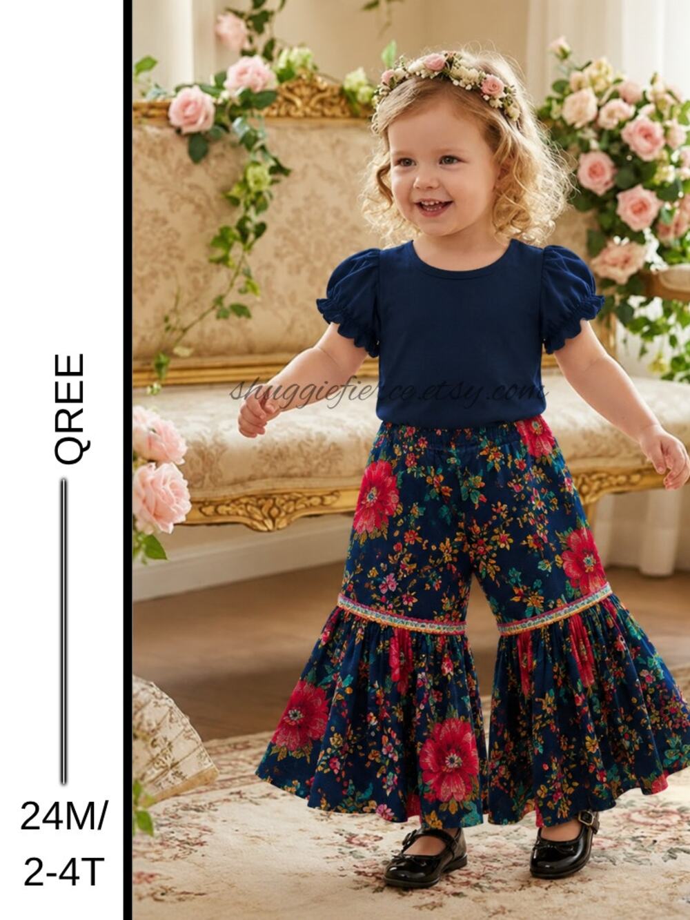 MSRP: $49 ✨ Qree Palazzo Pants – 24 Months (Fits Up to 4T) Wide Leg Ruffle Hem ✨